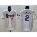 Texas Rangers #2 Marcus Semien Number White CONTON 2023 World Series Champions Cool Base Jerseys