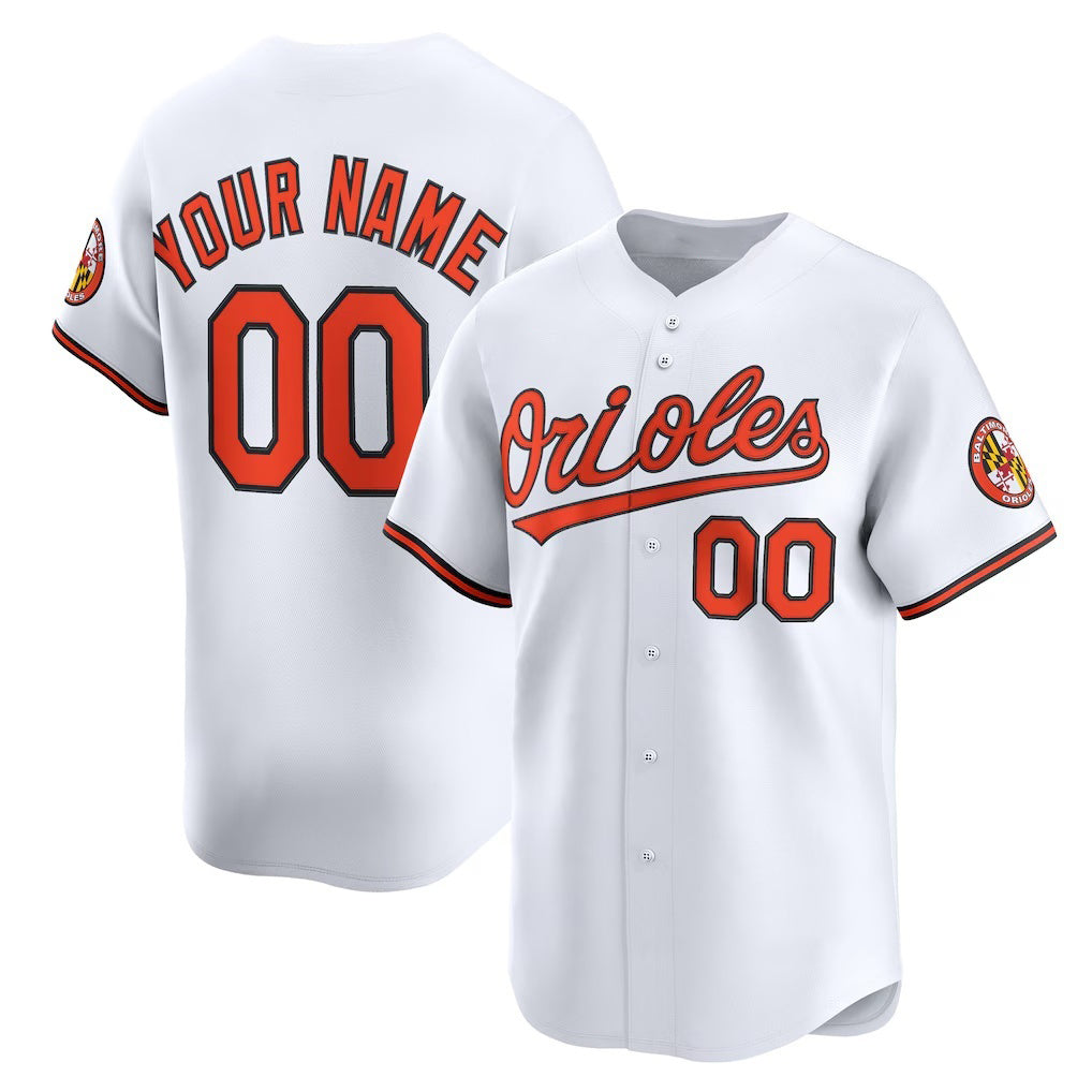 Custom Baltimore Orioles White CONTON Home Limited Jersey