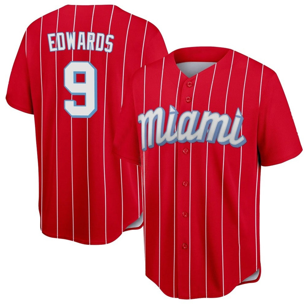 Miami Marlins #9 Xavier Edwards Player Red CONTON City Connect Home Game Stitched Jerseys