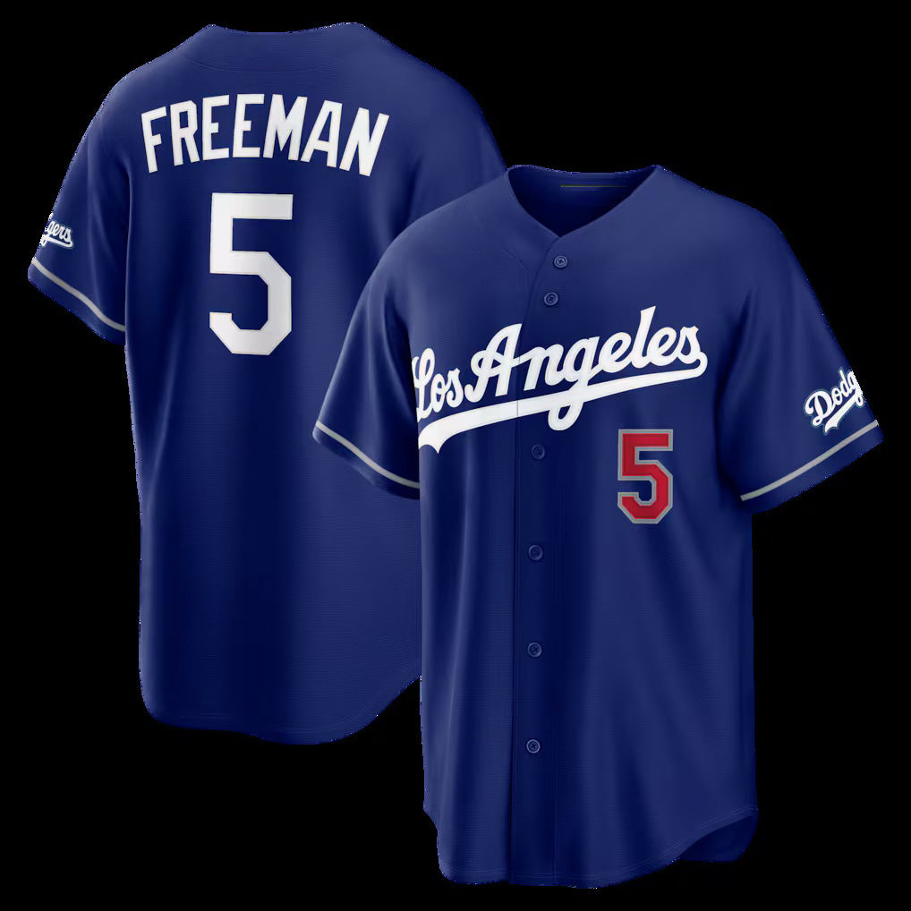 Los Angeles Dodgers #5 Freddie Freeman Royal CONTON Alternate Stadium Jersey