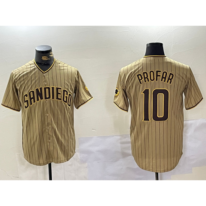San Diego Padres #10 Jurickson Profar Khaki CONTON Team Logo Cool Base Jersey 2