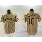San Diego Padres #10 Jurickson Profar Khaki CONTON Team Logo Cool Base Jersey 2