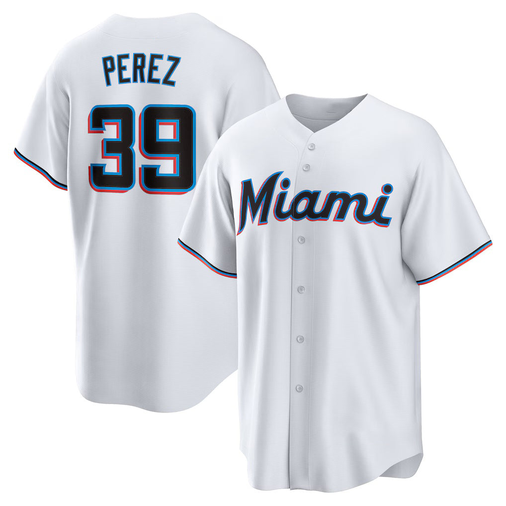 Miami Marlins #39 Eury Perez White CONTON Home Replica Jersey