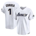 Houston Astros #1 Carlos Correa Player White CONTON Throwback Cooperstown Collection Limited Stitched Jerseys