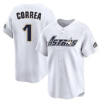 Houston Astros #1 Carlos Correa Player White CONTON Throwback Cooperstown Collection Limited Stitched Jerseys