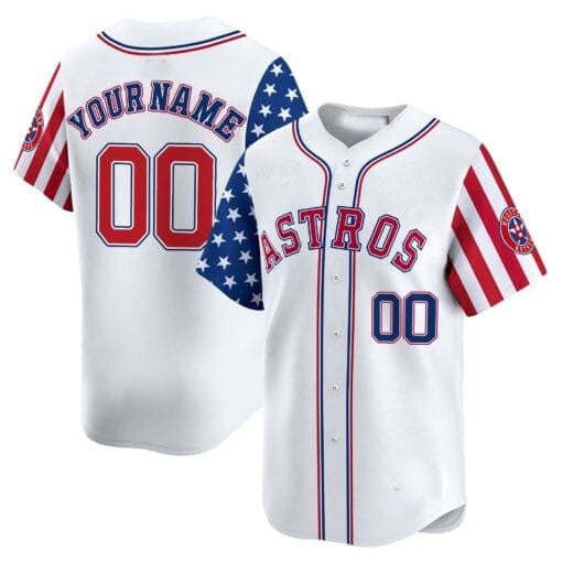 Custom Houston Astros 2024 Independence White CONTON Day Vapor Premier Limited Jersey ¨C All Stitched