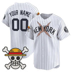 Custom New York Yankees x One Piece White CONTON Vapor Premier Limited Jersey - Stitched