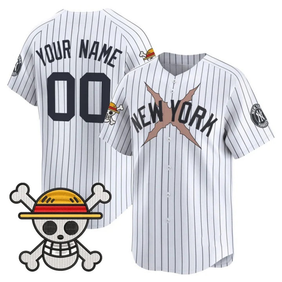 Custom New York Yankees x One Piece White CONTON Vapor Premier Limited Jersey - Stitched