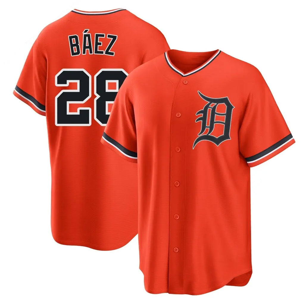 Detroit Tigers #28 Javier Baez Player Orange CONTON Home Game Stitched Jerseys