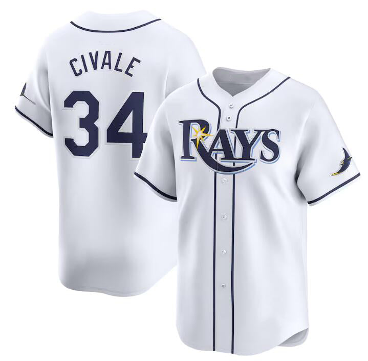 Tampa Bay Rays #34 aron Civale White CONTON Home Limited Stitched Jersey
