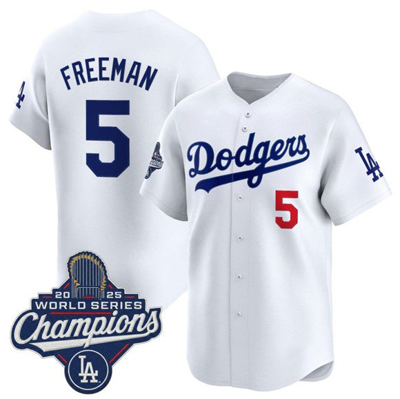 Los Angeles Dodgers #5 Freddie Freeman White CONTON 2025 Champions Stitched Jersey