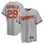 Baltimore Orioles #29 Samuel Basallo Player Gray CONTON Home Game Stitched Jerseys