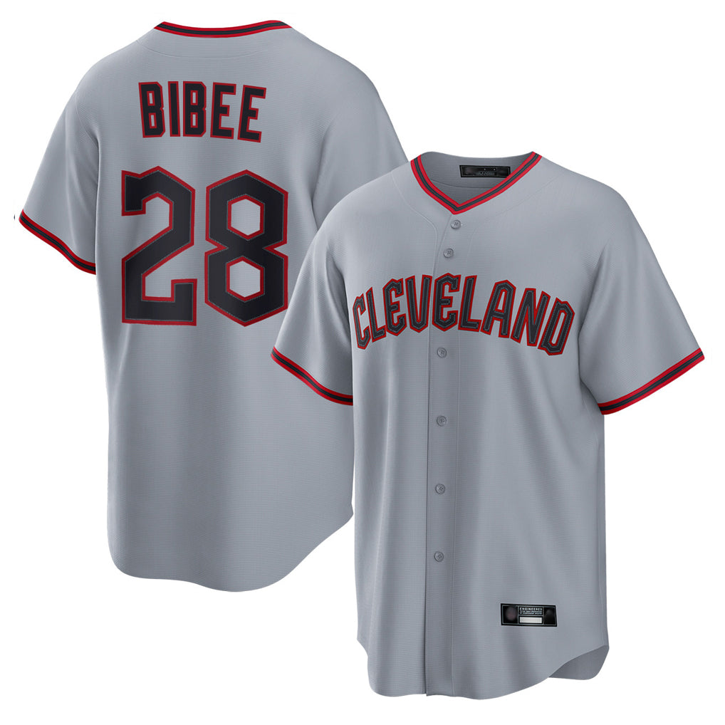 Cleveland Guardians #28 Tanner Bibee Player Gray CONTON Home Game Stitched Jerseys
