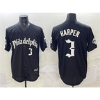 Philadelphia Phillies #3 Bryce Harper Black CONTON Gothic Vapor Limited Stitched Jersey