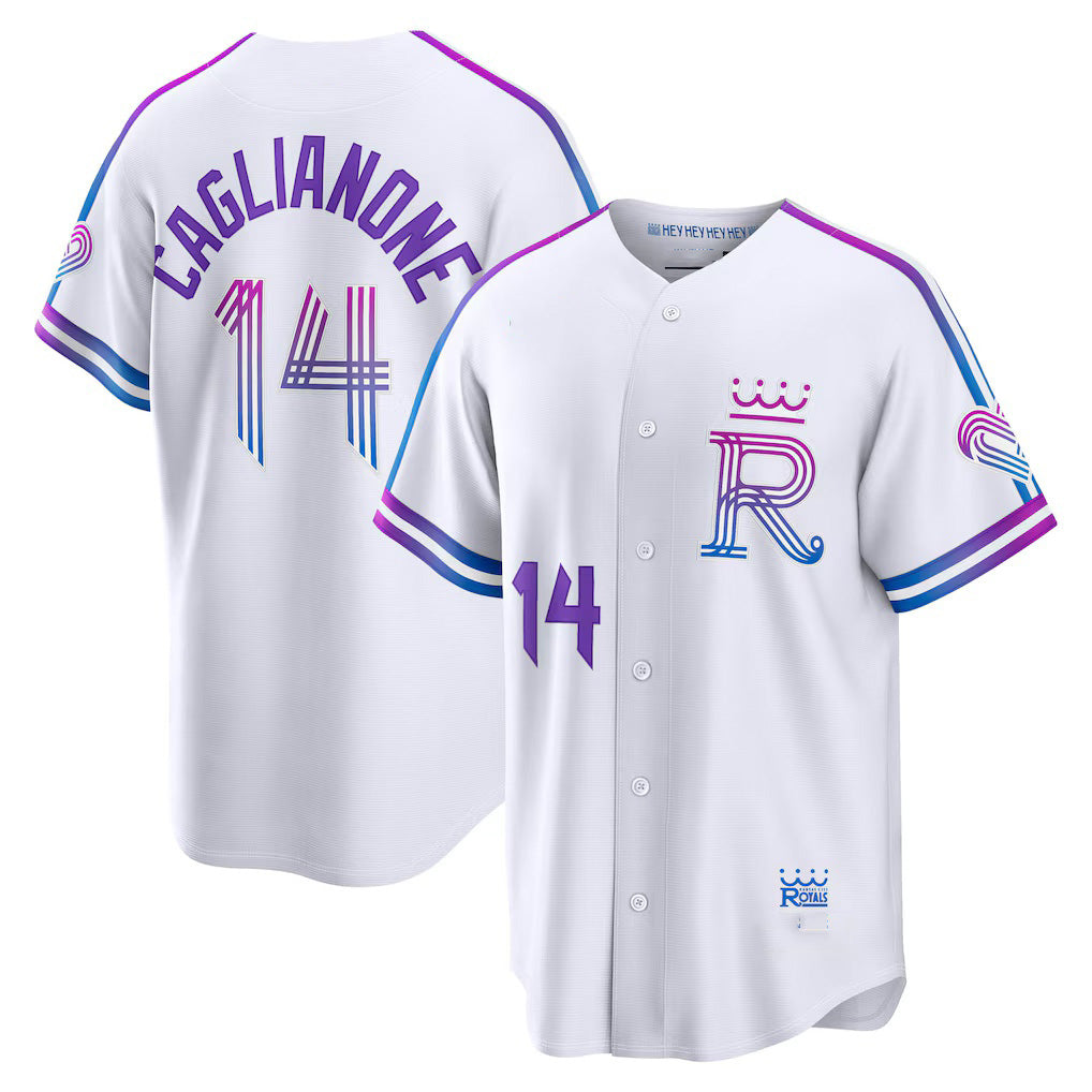 Kansas City Royals #14 Jac Caglianone White CONTON 2026 City Connect Stadium Jersey