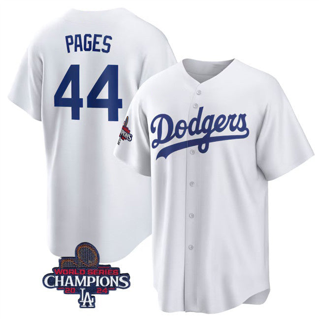 Los Angeles Dodgers #44 Andy Pages White CONTON 2024 World Series Cool Base Stitched Jersey