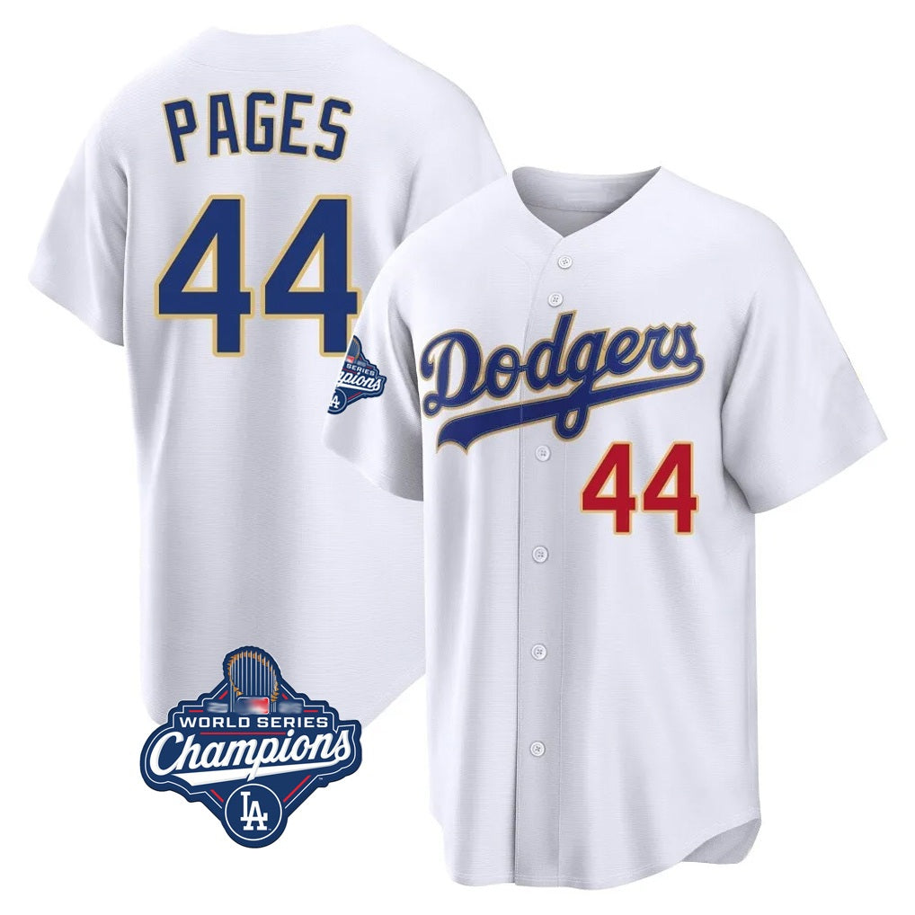 Los Angeles Dodgers #44 Andy Pages Player Gold White CONTON World Series Meet 2026 Collection Stadium Limited Stitched Jerseys