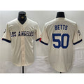 Los Angeles Dodgers #50 Mookie Betts Cream CONTON Stitched Jersey