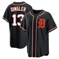 Detroit Tigers #13 Dillon Dingler Player Black CONTON Fashion Out Home Game Stitched Jerseys