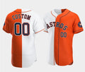 Custom Houston Astros Orange and White CONTON Split Stitched Jersey
